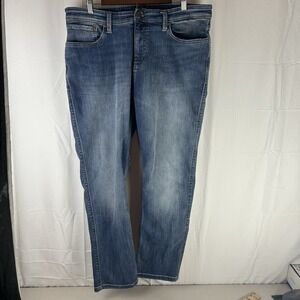 DU/ER L2X Relaxed Taper Jeans Mens 38x31 Blue Medium Wash Stretch Denim 5-Pocket